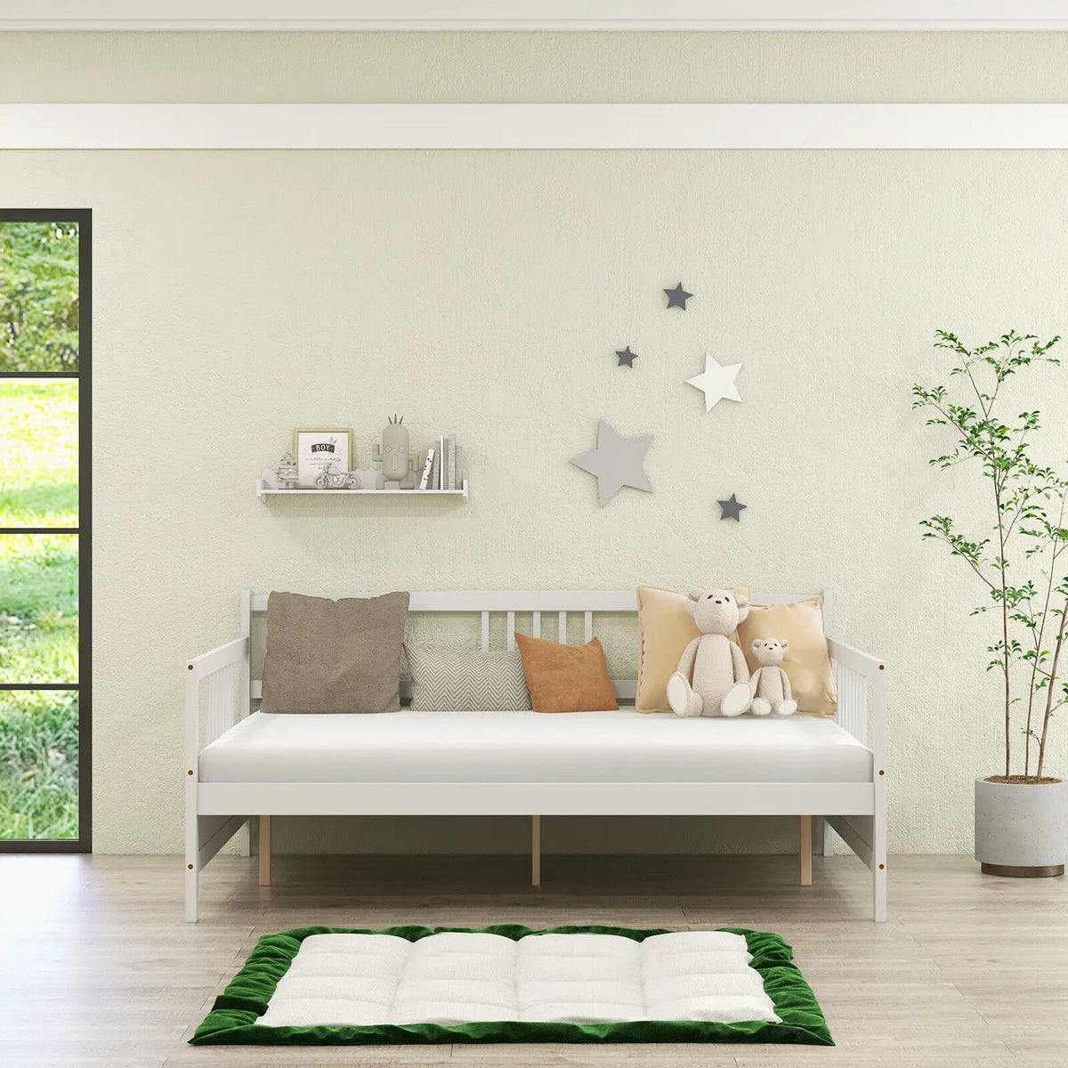 Classic Wooden Full Size Daybed Frame with Guardrails, photo 7 of 9