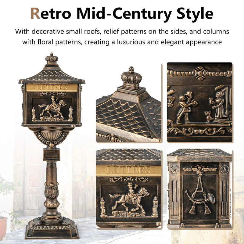 Retro Cast Aluminum Mailbox Security Postal Letter Box with Baffle Door by DirectDeals