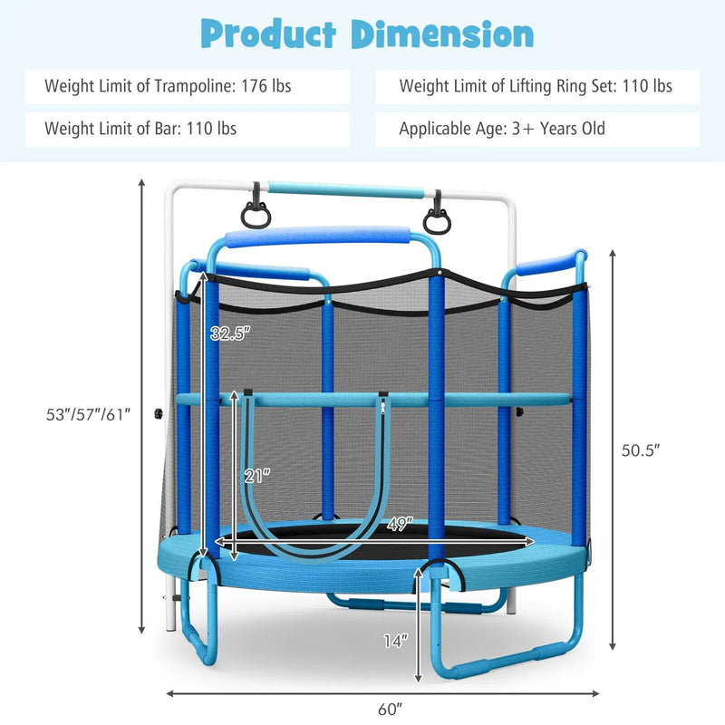 5 Feet Kids 3-in-1 Game Trampoline with Enclosure Net Spring Pad by DirectDeals