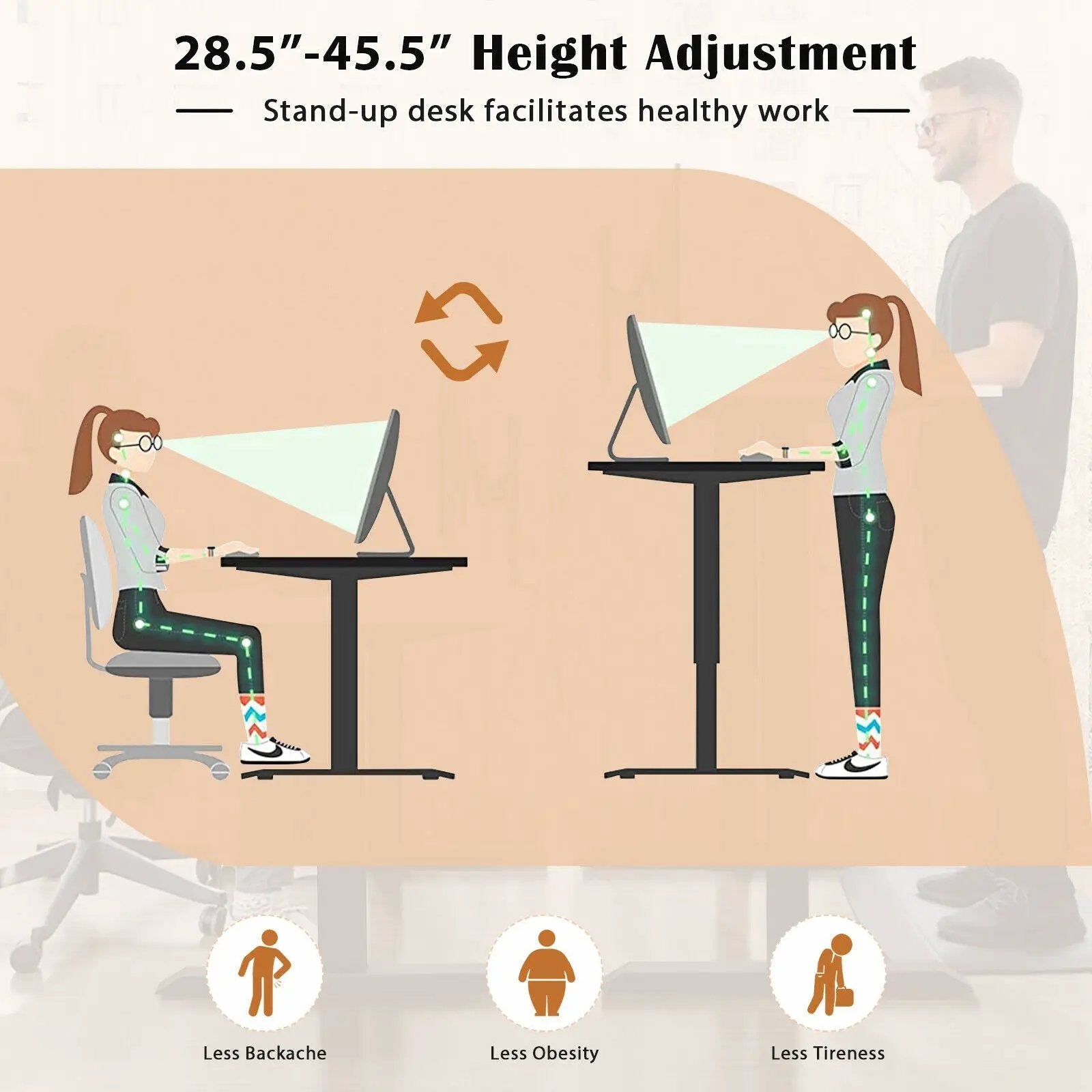 L-shaped Electric Standing Desk with 4 Memory Positions and LCD Display by DirectDeals