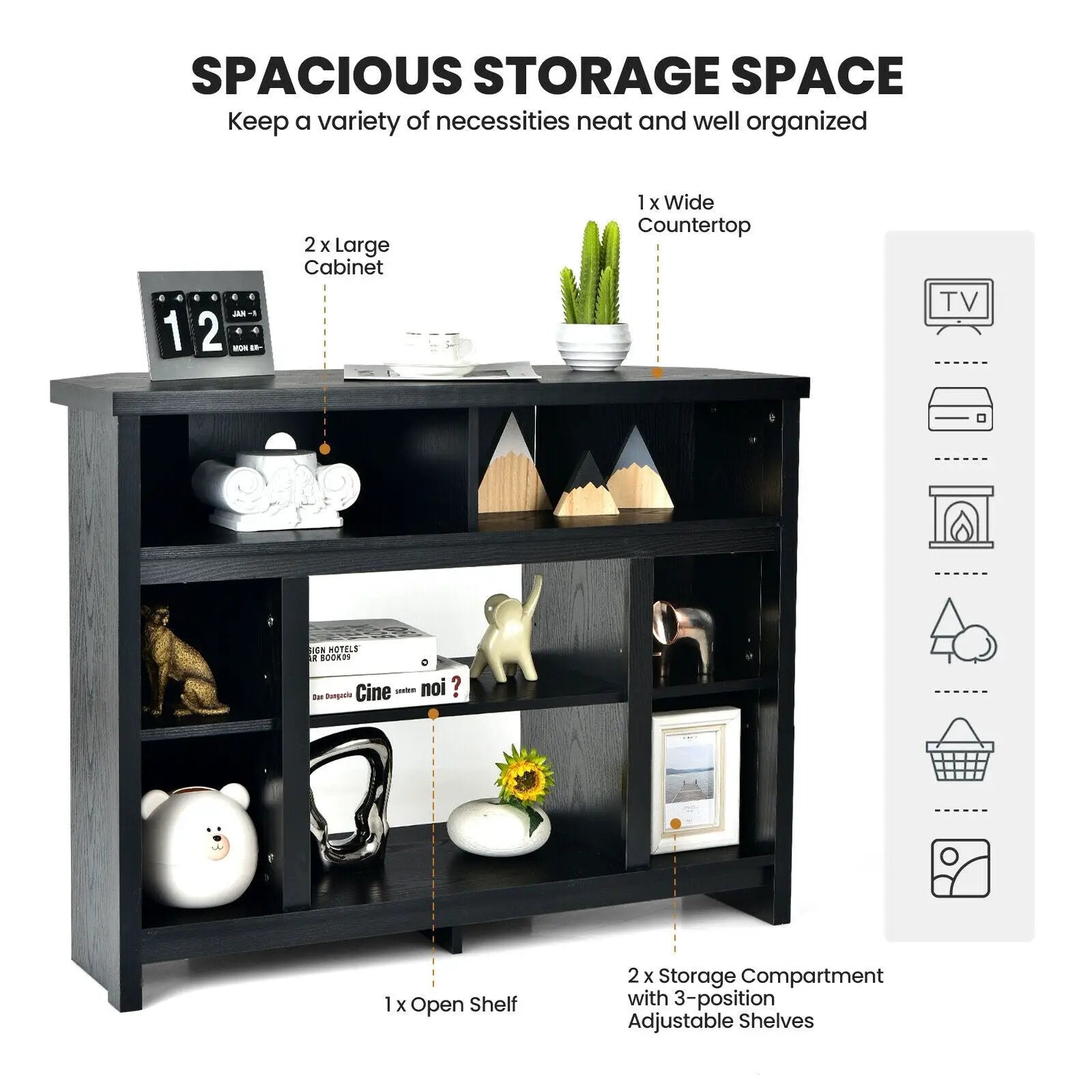Modern Corner TV Stand with Adjustable Shelves for TVs up to 48 Inch by DirectDeals