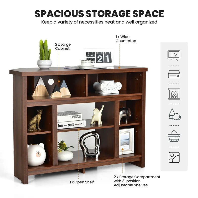 Modern Corner TV Stand with Adjustable Shelves for TVs up to 48 Inch by DirectDeals