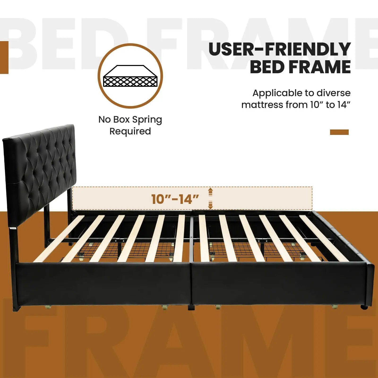 Full/Queen PU Leather Upholstered Platform Bed with 4 Drawers by DirectDeals