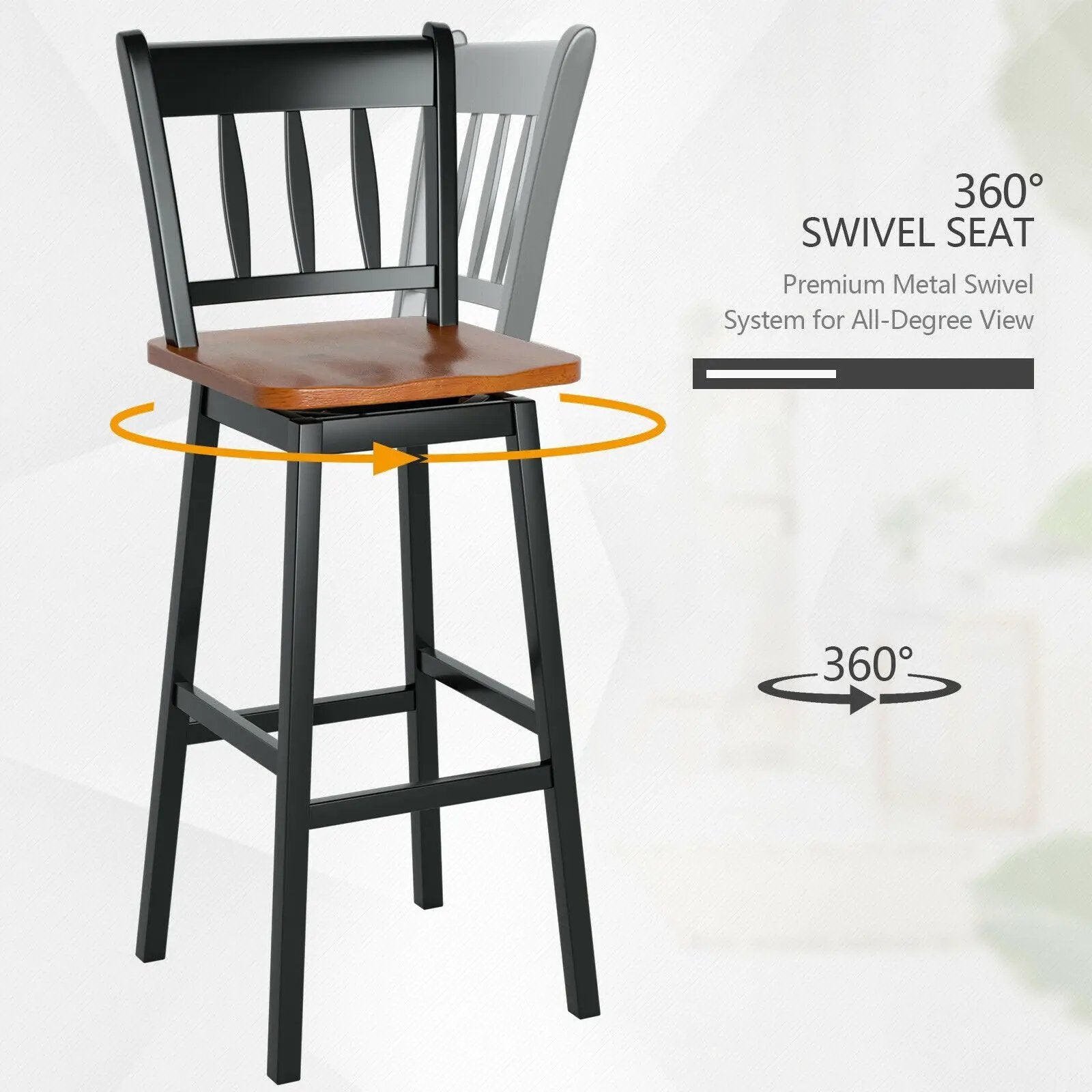 30.5 Inches Set of 2 Swivel Bar Stools with 360¬∞ Swiveling by DirectDeals