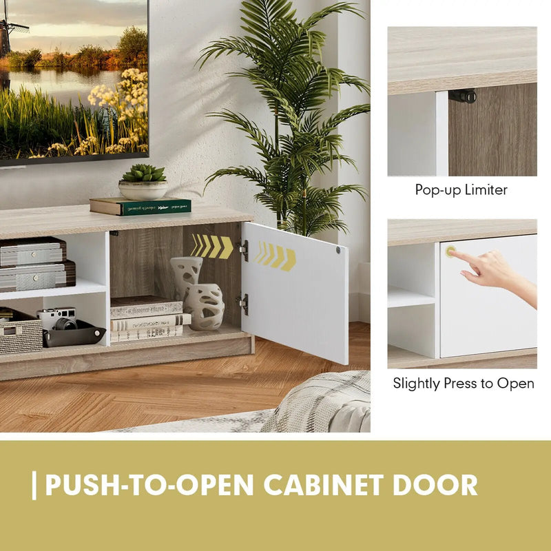 63 Inch TV Stand with Push-to-Open Door Cabinet for TVs up to 75 Inch by DirectDeals