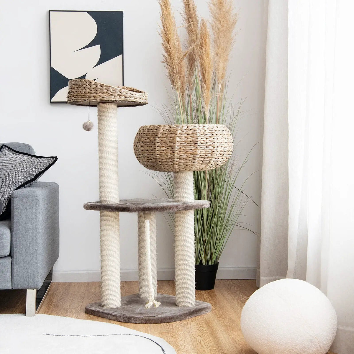 41 Inch Rattan Cat Tree with Napping Perch, photo 6 of 9