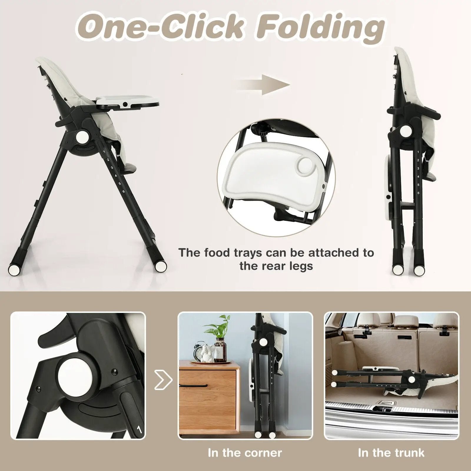 4-in-1 Baby High Chair with 6 Adjustable Heights by DirectDeals