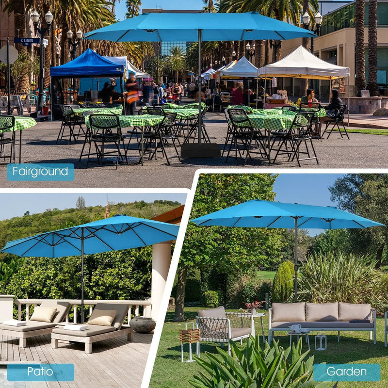 15 Feet Patio Double-Sided Umbrella with Hand-Crank System by DirectDeals