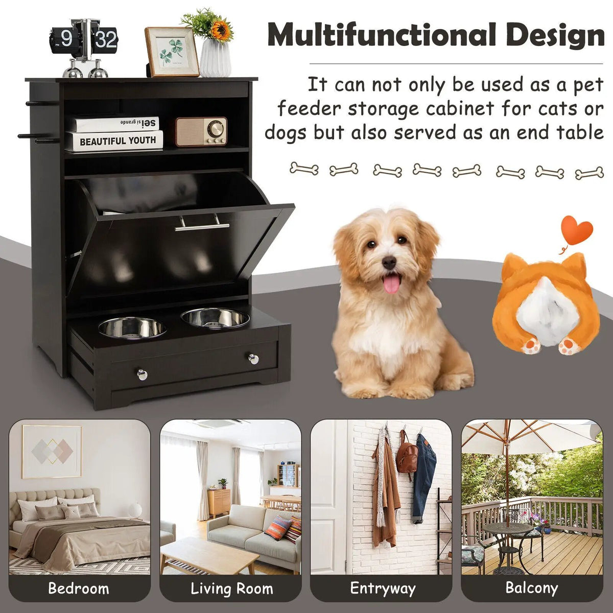 Pet Feeder Station with Stainless Steel Bowl, photo 6 of 9
