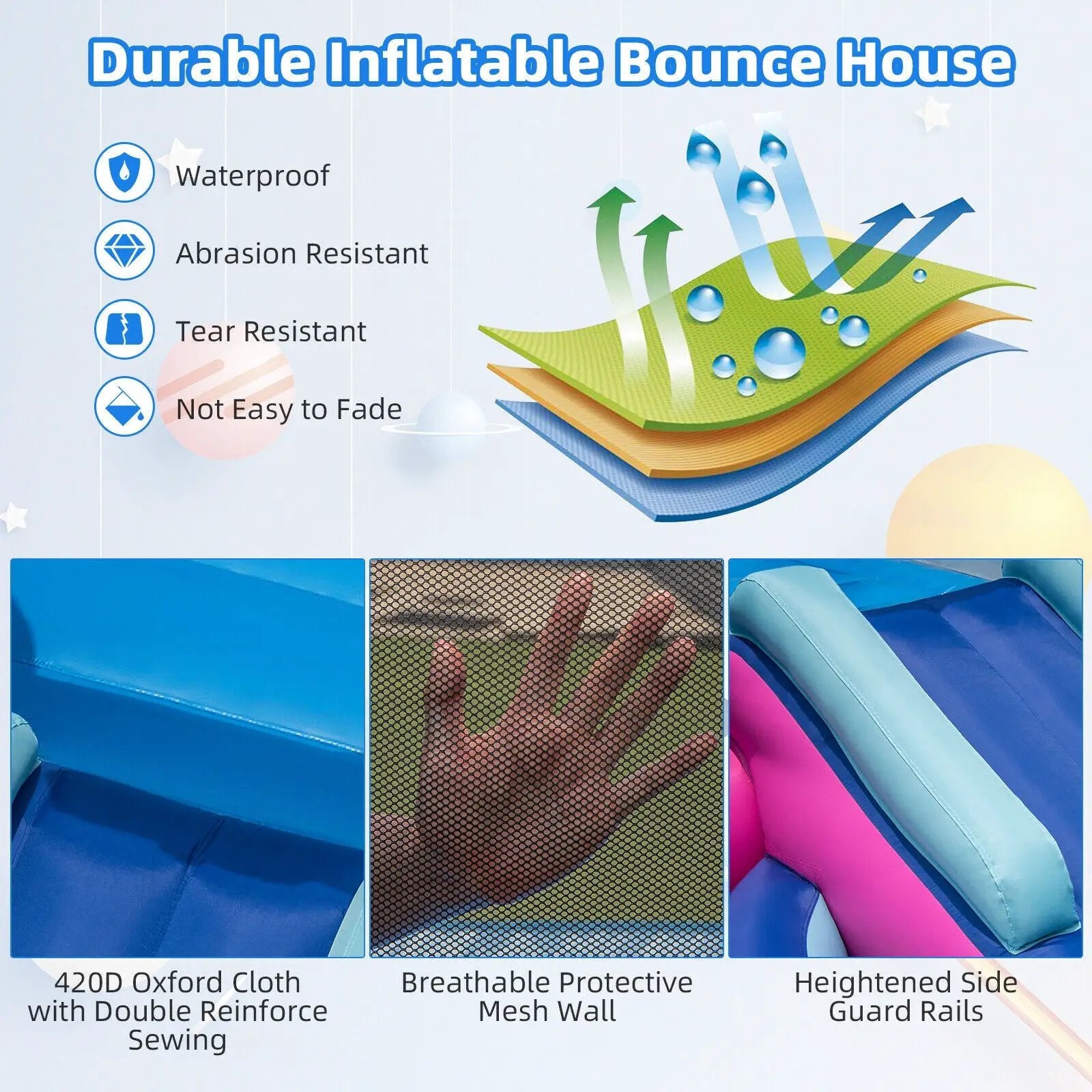 3-in-1 Inflatable Space-themed Bounce House with 480W Blower by DirectDeals