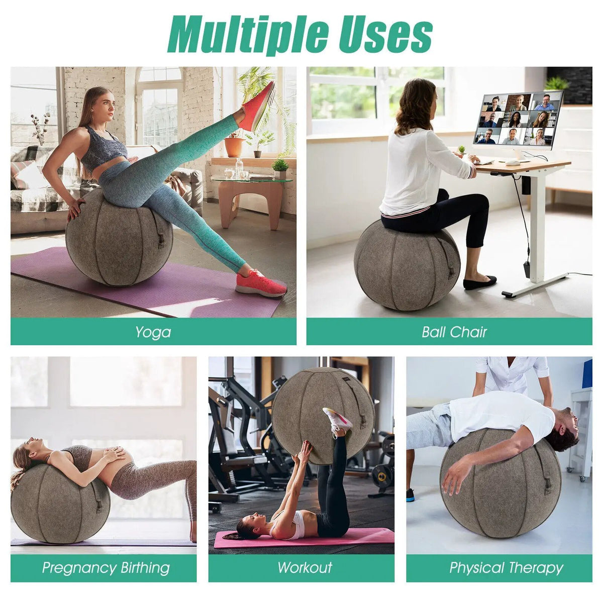 Yoga Sitting Ball with Felt Cover and Air Pump, photo 12 of 16