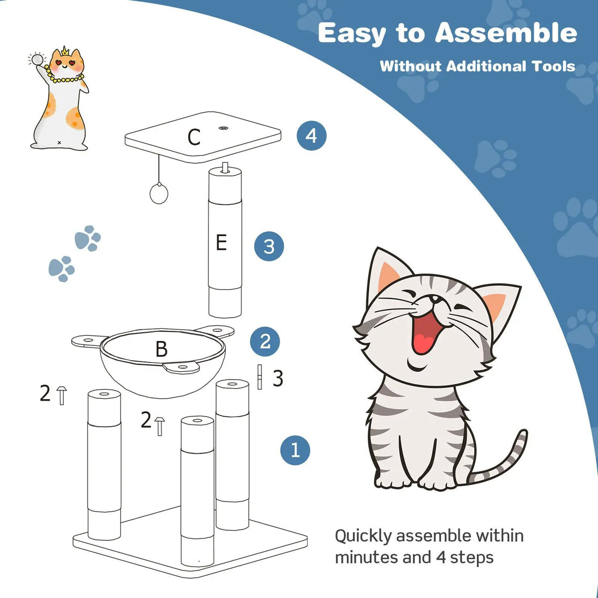 Multi-level Cat Tree with Scratching Posts and Cat Hammock, photo 11 of 16