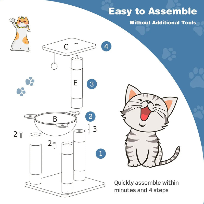 Multi-level Cat Tree with Scratching Posts and Cat Hammock by DirectDeals