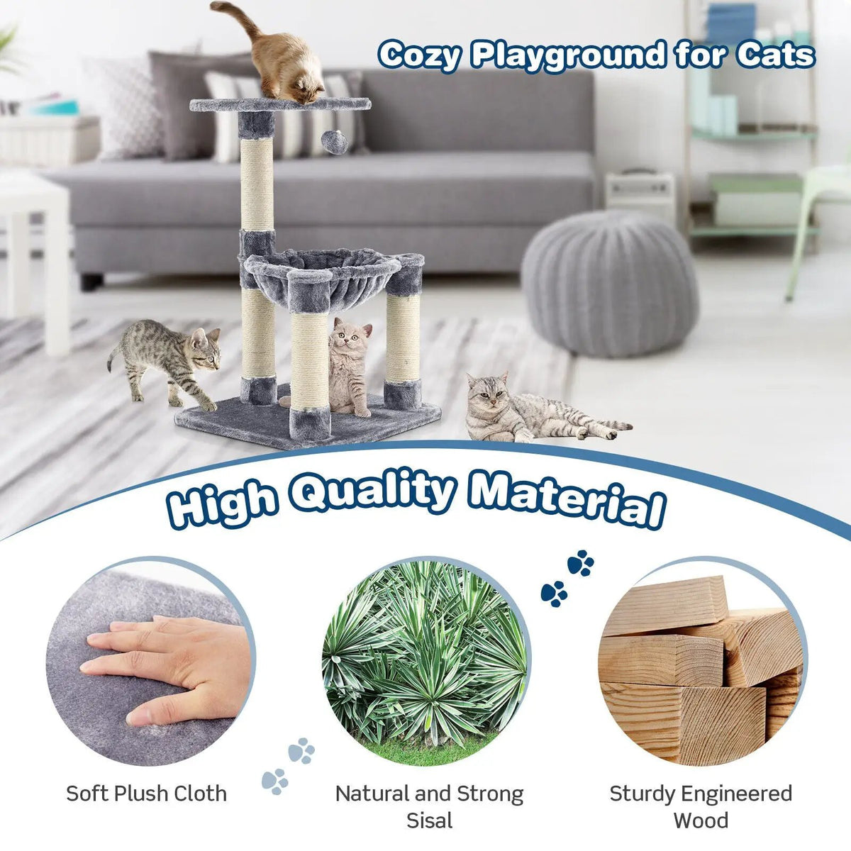 Multi-level Cat Tree with Scratching Posts and Cat Hammock, photo 6 of 16