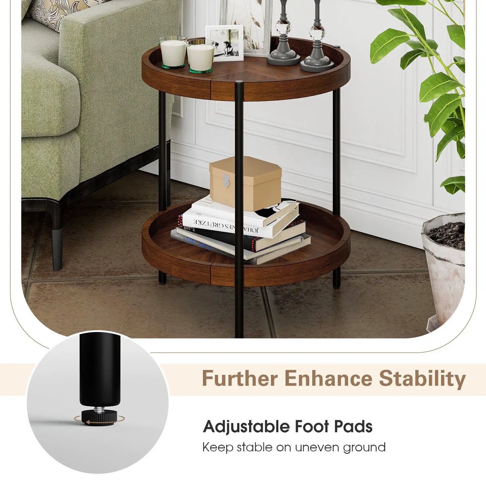 2-Tier Retro End Table with Bottom Shelf by DirectDeals