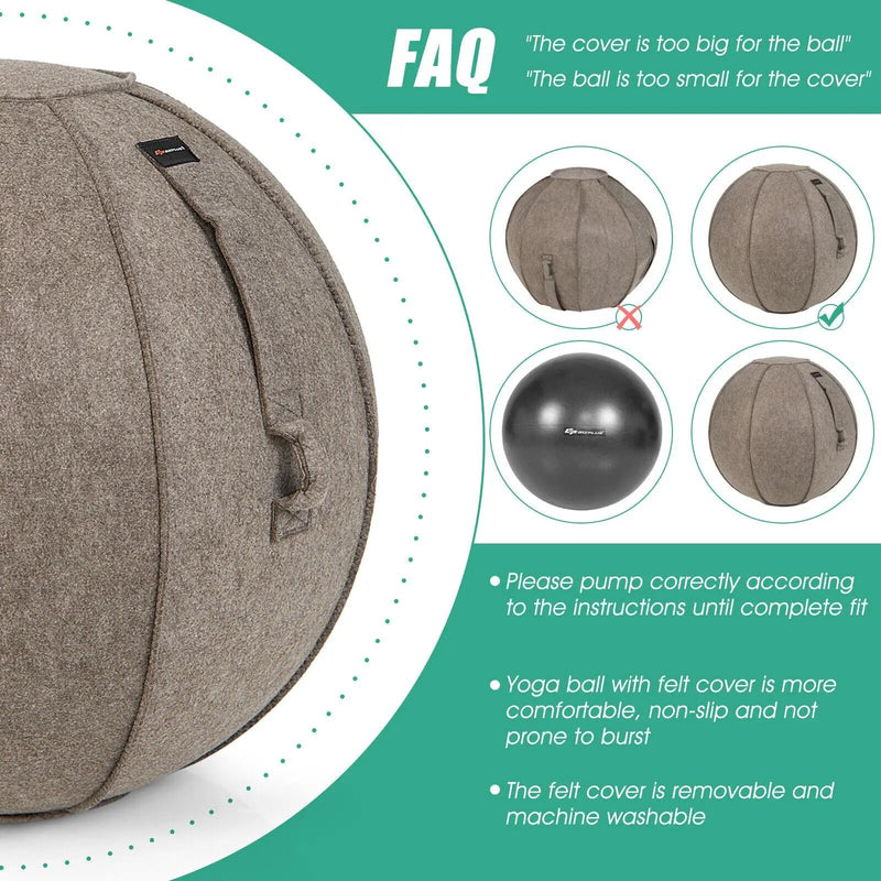 Yoga Sitting Ball with Felt Cover and Air Pump by DirectDeals