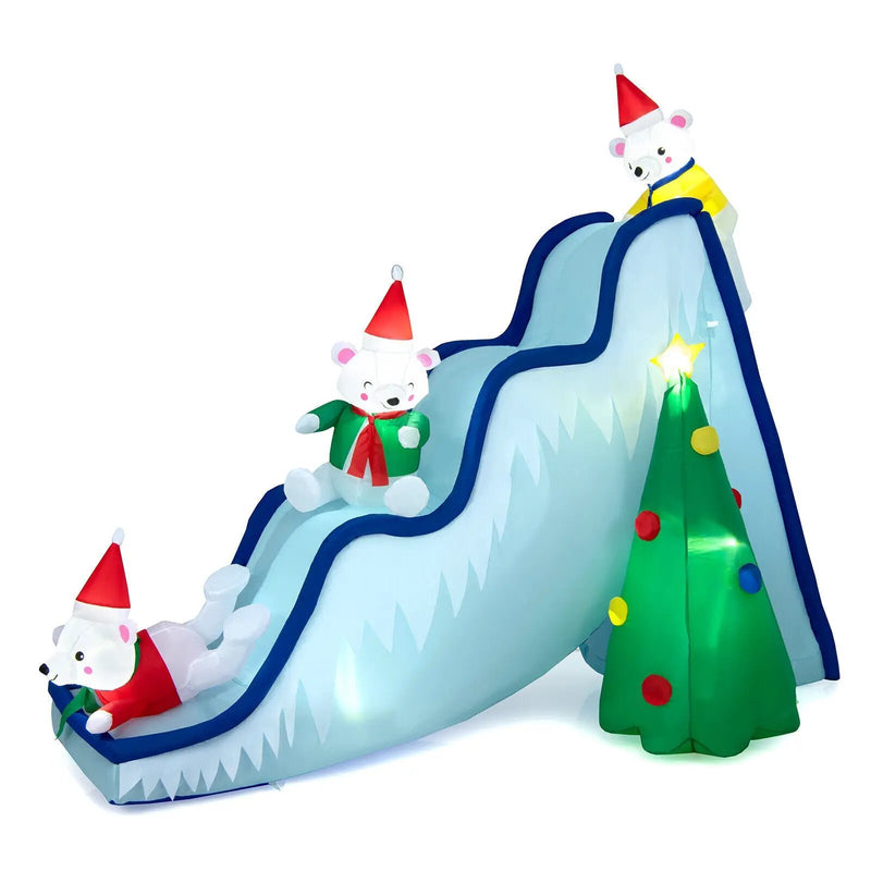 9 Feet Inflatable Polar Bear Slide Scene Decoration with LED Lights by DirectDeals