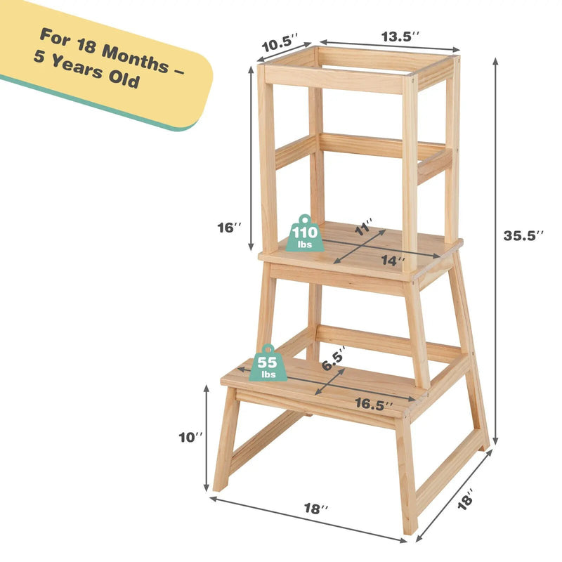 2-in-1 Multifunctional Toddler Step Stool with Safety Rail by DirectDeals