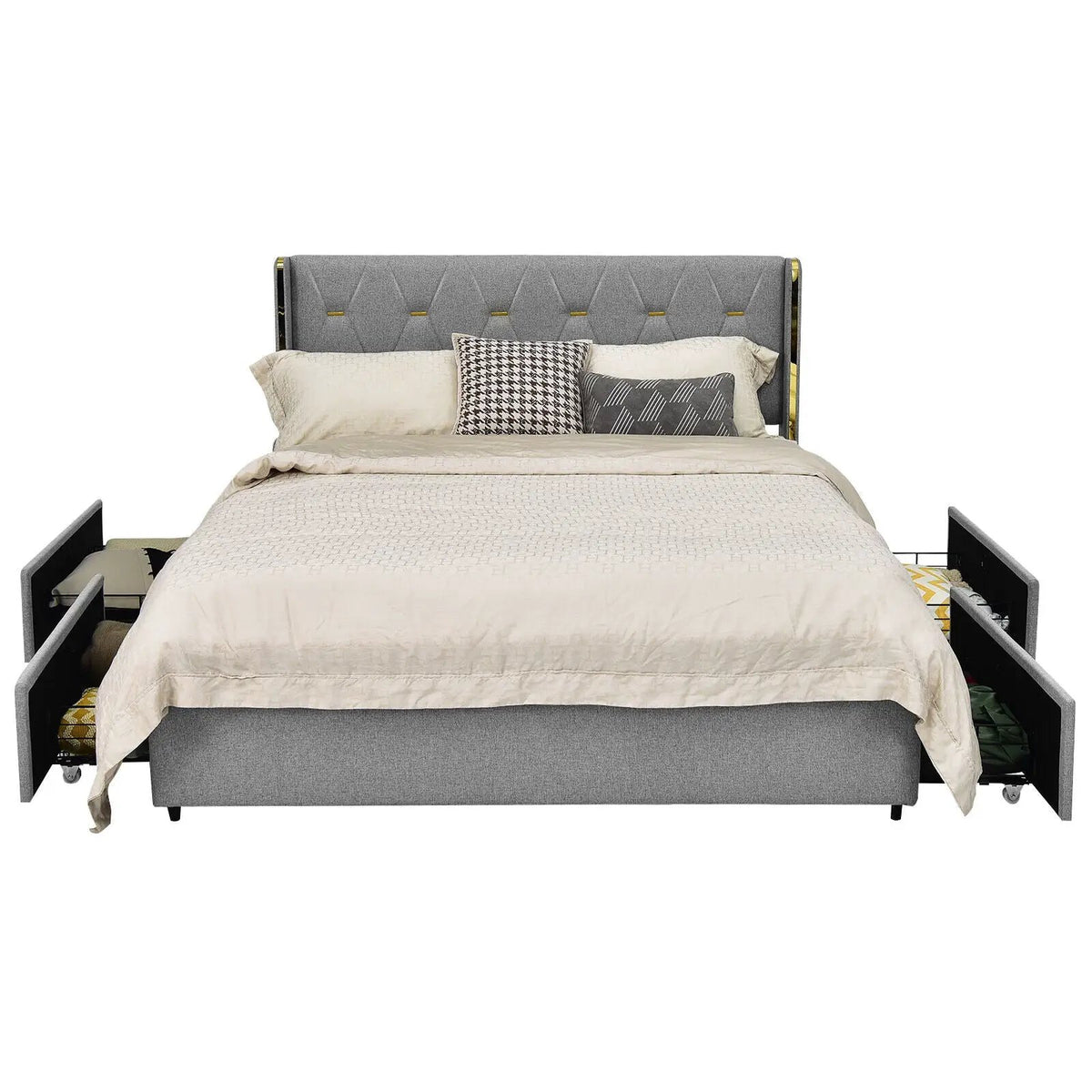 Bed Frame Mattress Foundation with 4 Storage Drawers, photo 8 of 9