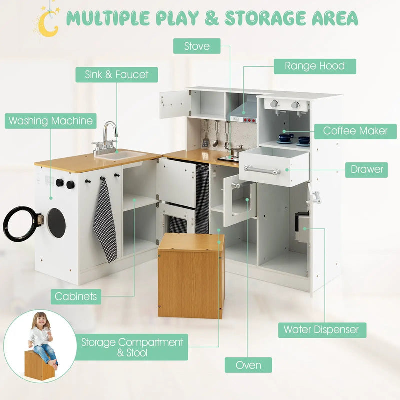 2-Pieces Wooden Kids Kitchen Playset with Light and Sound by DirectDeals