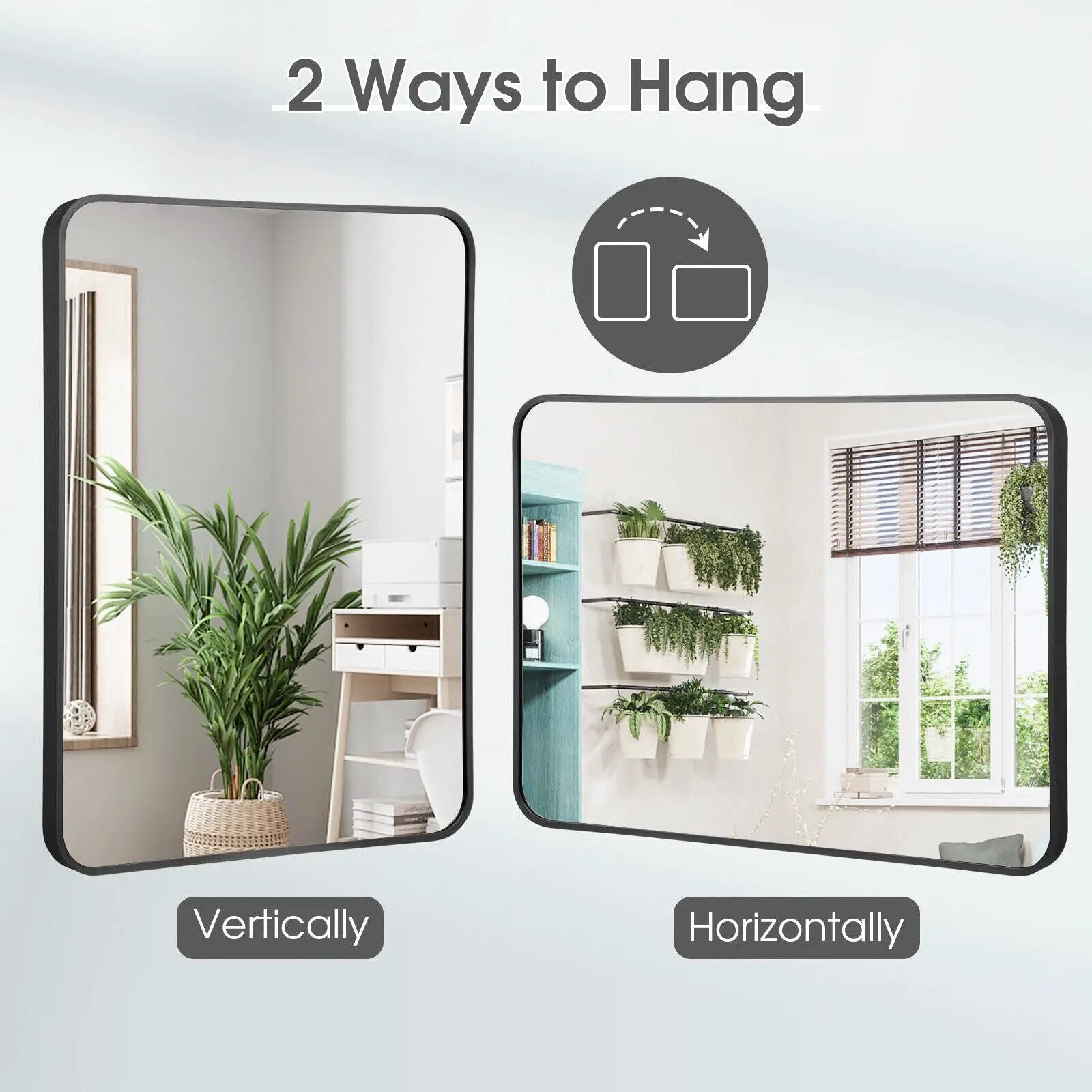 Metal Framed Bathroom Mirror with Rounded Corners by DirectDeals