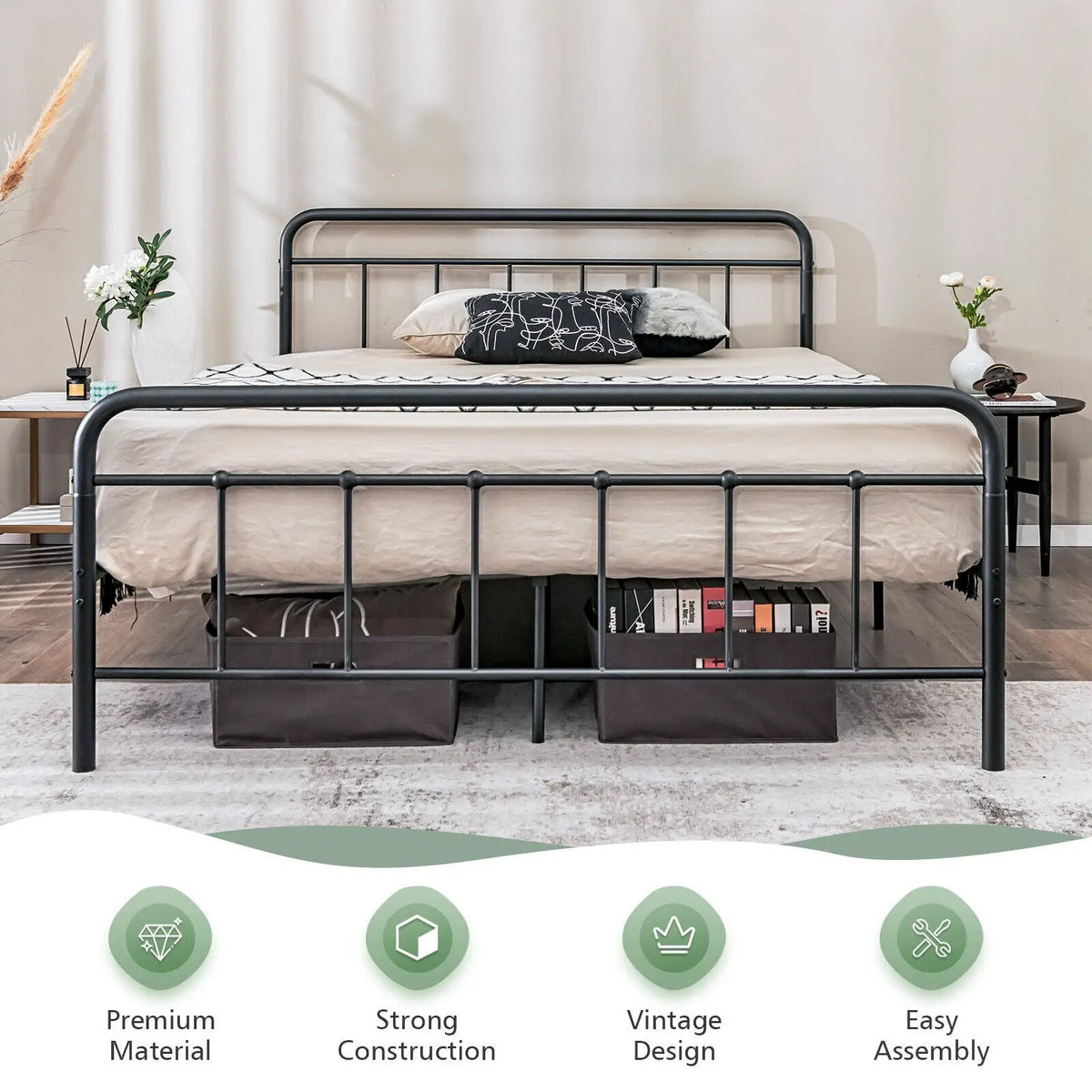 Heavy Duty Metal Platform Bed Frame with Headboard, photo 15 of 16