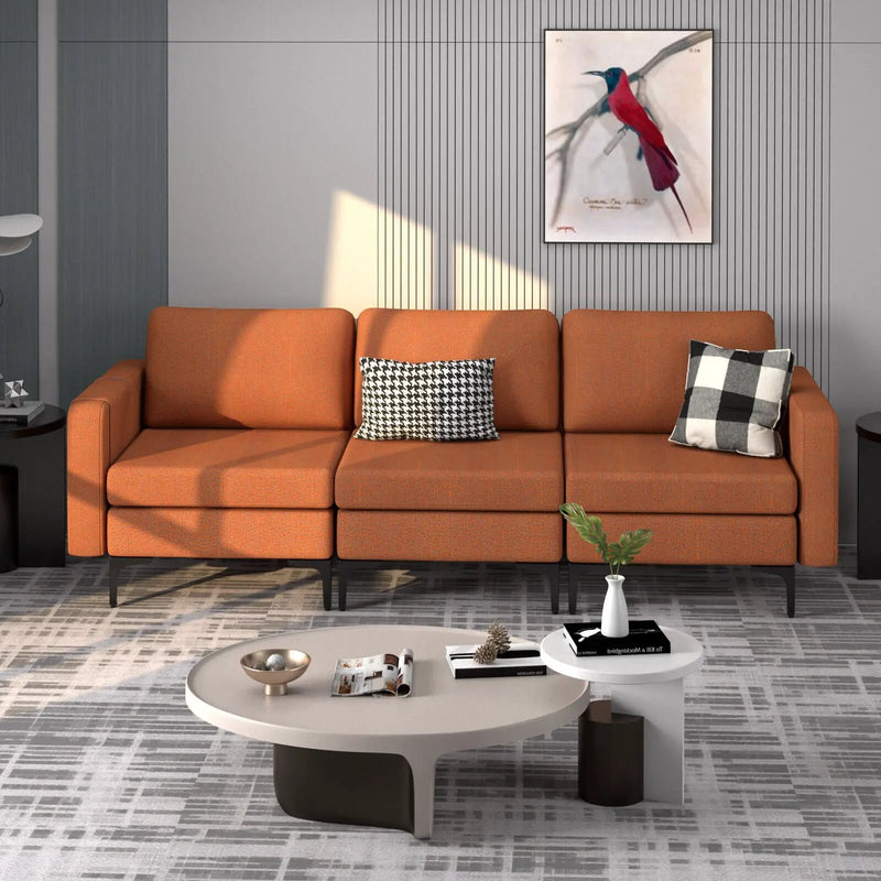 3-Seat Sectional Sofa Couch with Armrest Magazine Pocket and Metal Leg by DirectDeals