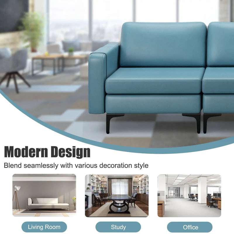 3-Seat Sectional Sofa Couch with Armrest Magazine Pocket and Metal Leg by DirectDeals