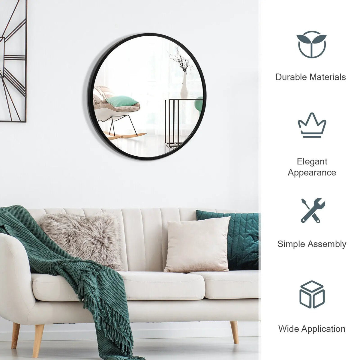 16-inch Round Wall Mirror with Aluminum Alloy Frame, photo 9 of 16