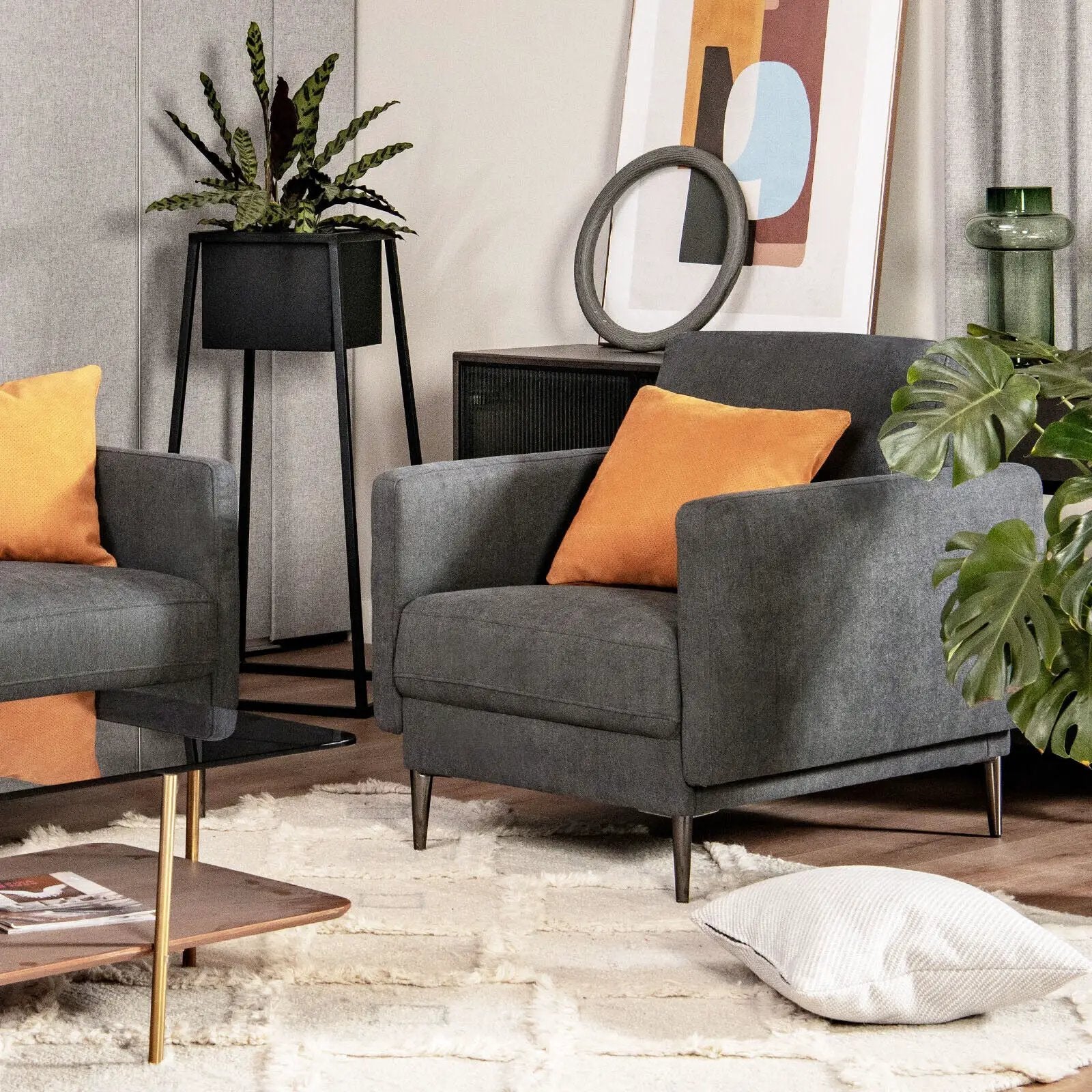Modern Upholstered Accent Chair with Removable Backrest Cushion by DirectDeals