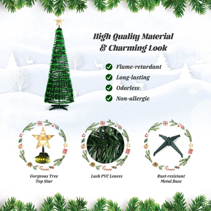 6.2 Feet Pop-up Lighted Christmas Tree with 282 RGB LED Lights-Green by DirectDeals