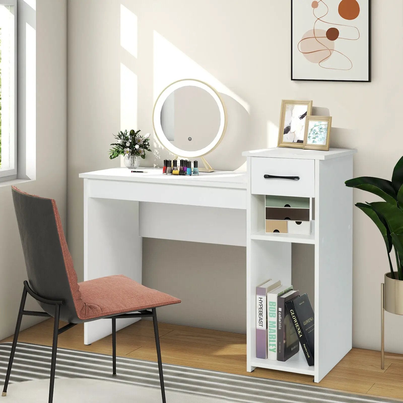 Computer Desk PC Laptop Table with Drawer and Shelf-White by DirectDeals
