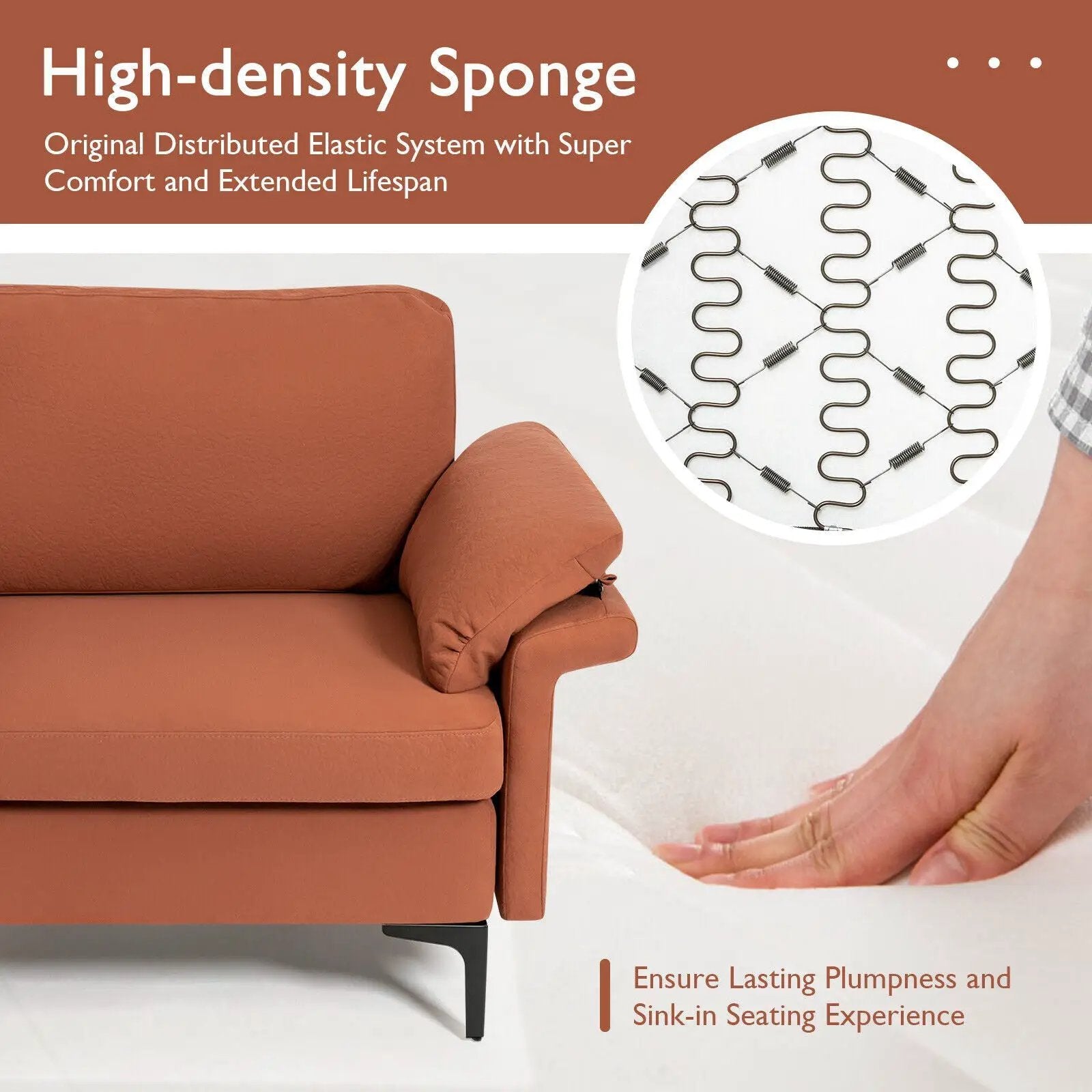 Modern Fabric Loveseat Sofa for with Metal Legs and Armrest Pillows by DirectDeals