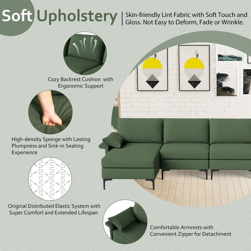 Extra Large L-shaped Sectional Sofa with Reversible Chaise and 2 USB Ports for 4-5 People by DirectDeals