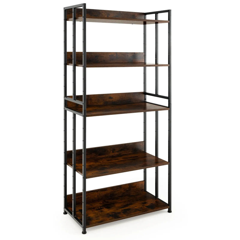 3/5-Tier Industrial Bookshelf Storage Shelf Display Rack with Adjustable Shelves by DirectDeals