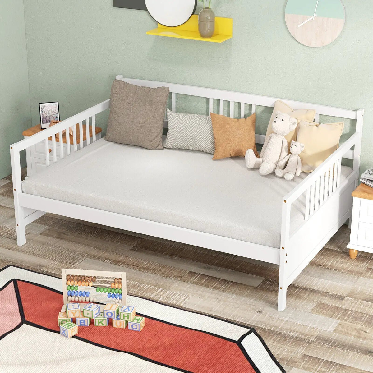 Classic Wooden Full Size Daybed Frame with Guardrails, photo 8 of 9
