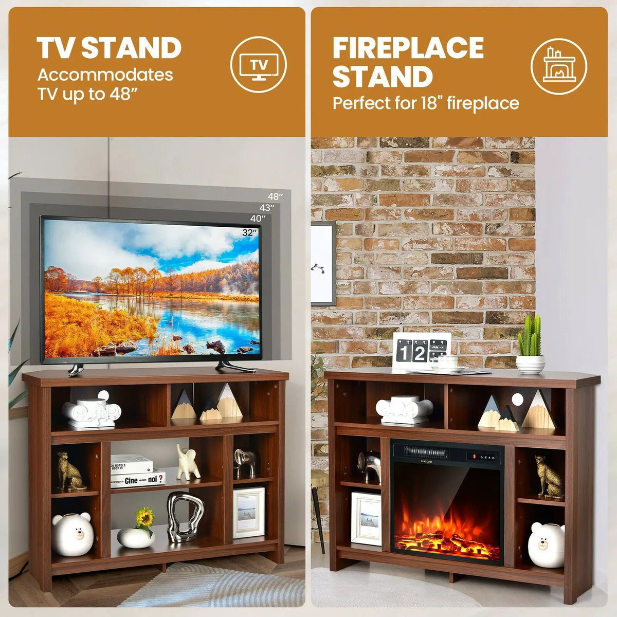 Modern Corner TV Stand with Adjustable Shelves for TVs up to 48 Inch, photo 23 of 24