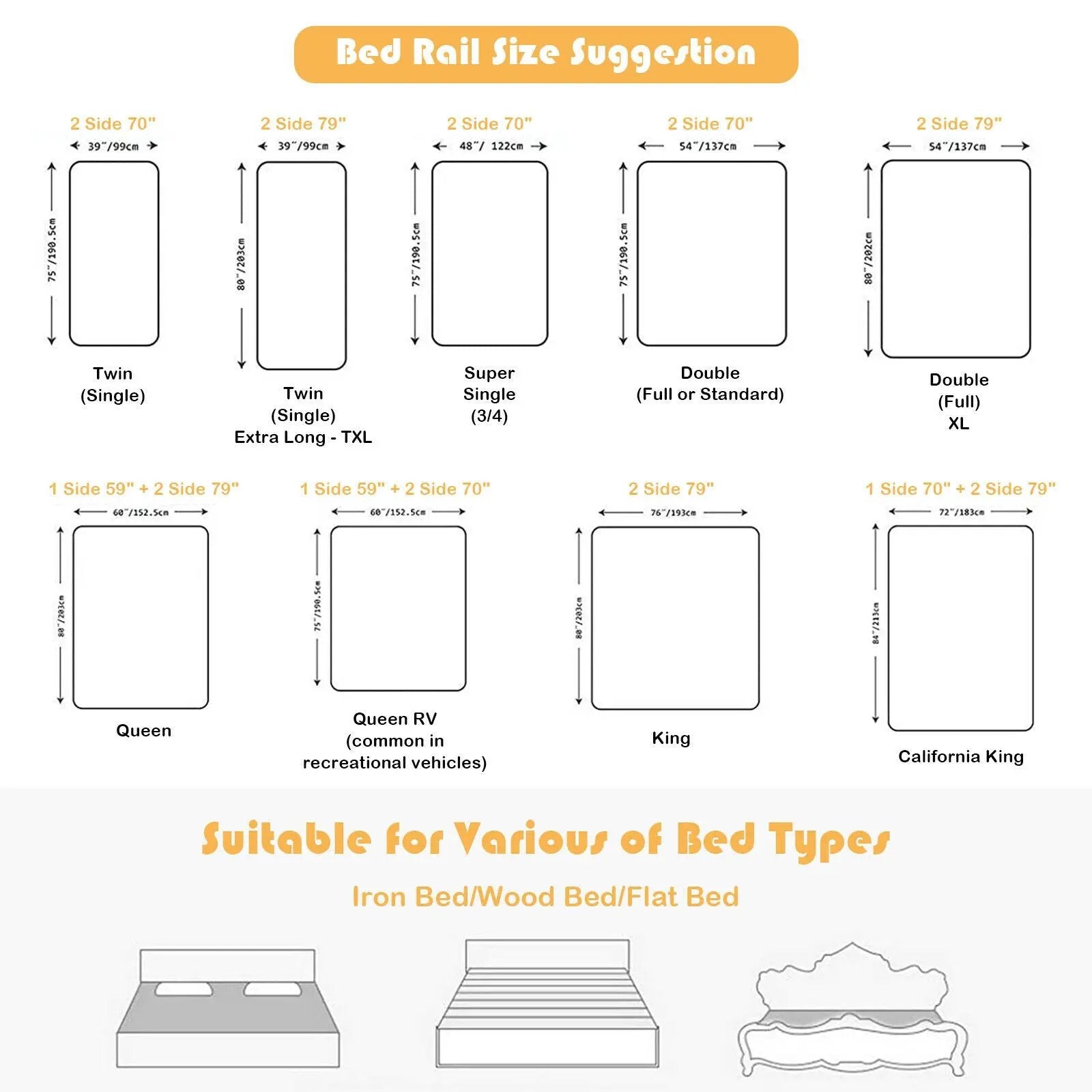 57 Inches Bed Rail for Toddlers with Double Lock-Gray by DirectDeals