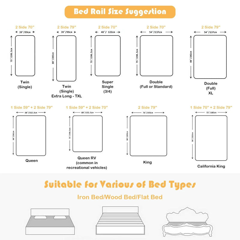 57 Inches Bed Rail for Toddlers with Double Lock-Gray by DirectDeals