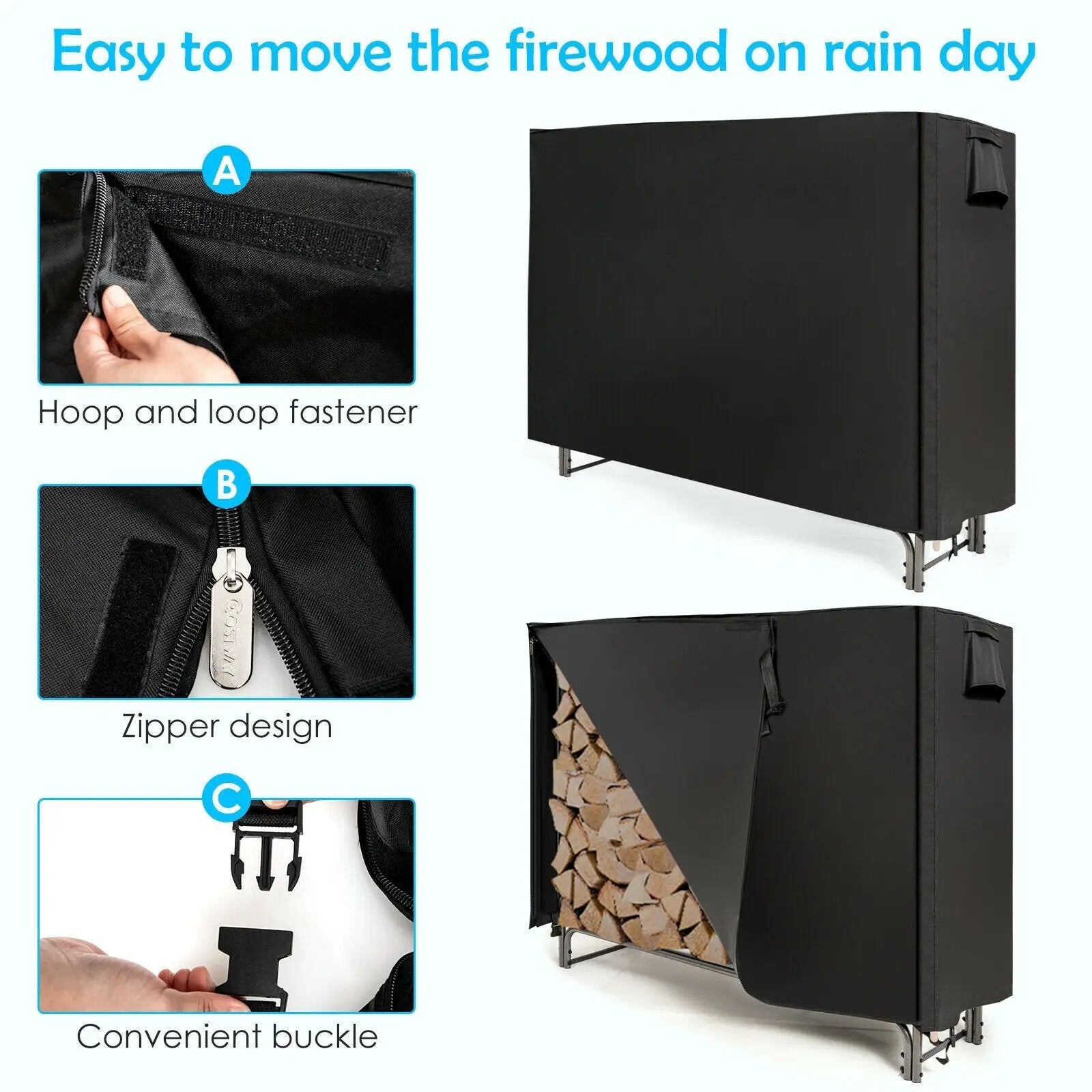4 Feet/5 Feet/6 Feet/8 Feet Firewood Storage Log Rack by DirectDeals