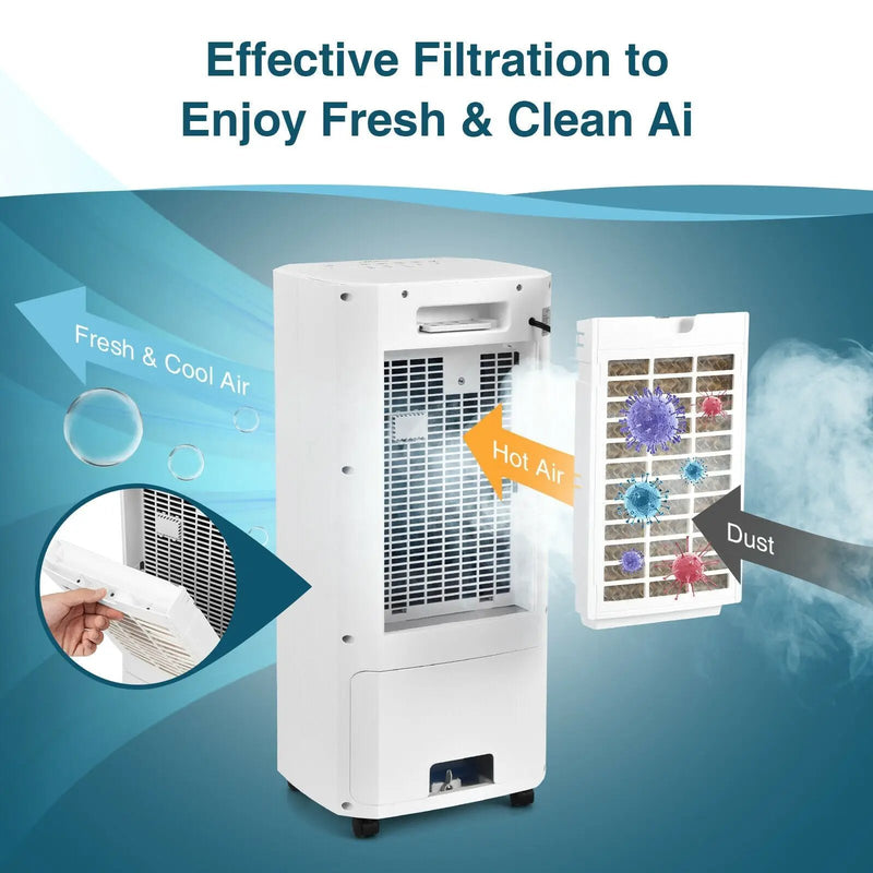 3-in-1 Evaporative Air Cooler with 3 Modes-White by DirectDeals