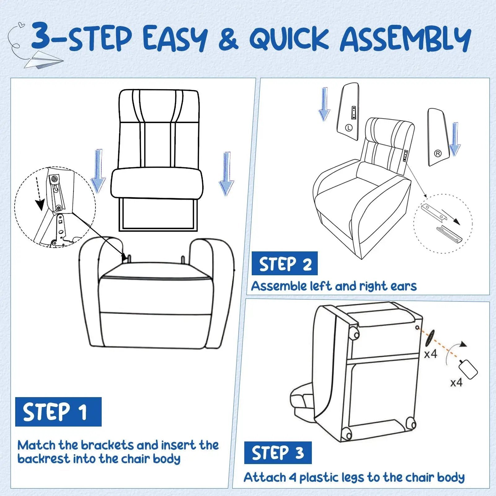 Kids Recliner Chair with Side Pockets and Footrest by DirectDeals