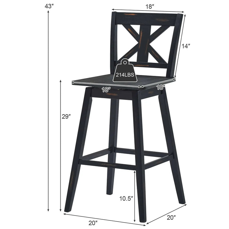 Set of 2 360-Degree Swivel Bar Stools for Home Restaurant by DirectDeals
