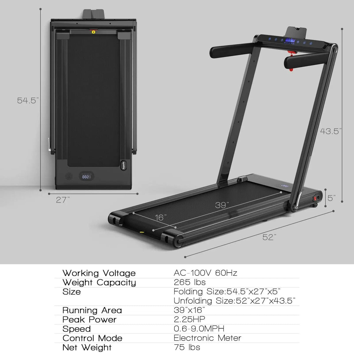 2-in-1 Folding Treadmill with Dual LED Display, photo 5 of 11
