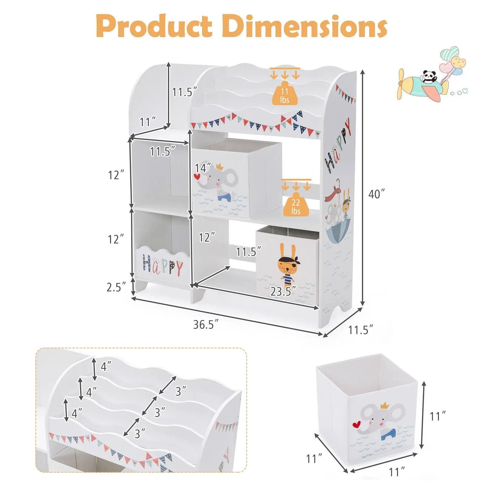 Wooden Children Storage Cabinet with Storage Bins by DirectDeals