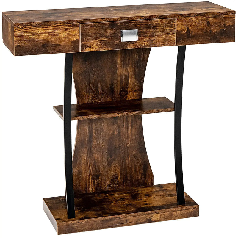 Console Table with Drawer and 2-Tier Shelves for Entryway Living Room by DirectDeals