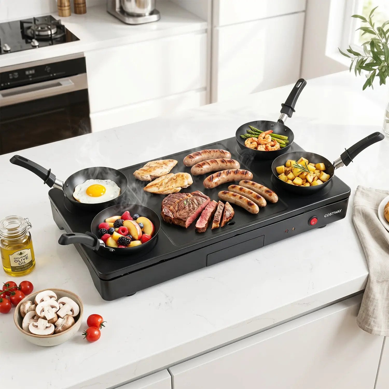 Electric Raclette Grill with 4 Nonstick Woks and Spatulas by DirectDeals