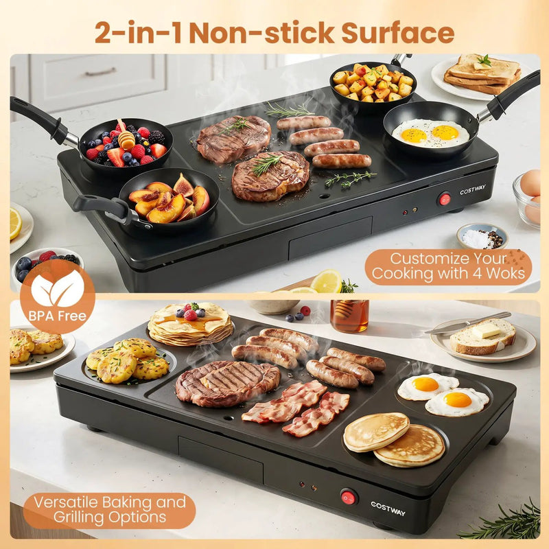 Electric Raclette Grill with 4 Nonstick Woks and Spatulas by DirectDeals