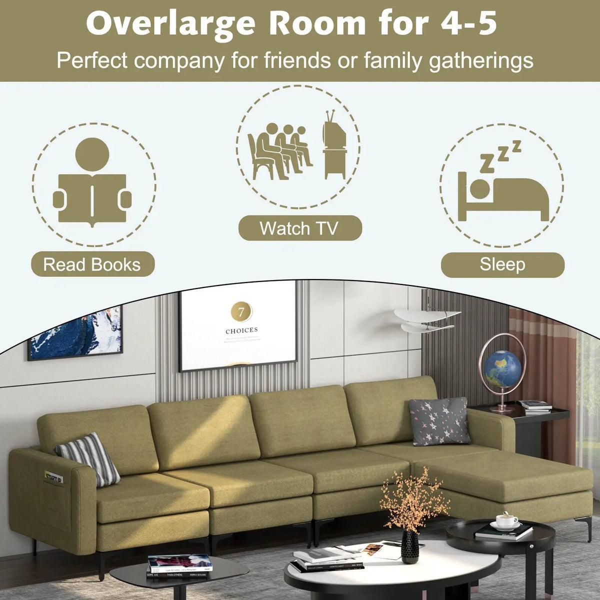 Modular L-shaped Sectional Sofa with Reversible Ottoman and 2 USB Ports, photo 19 of 40