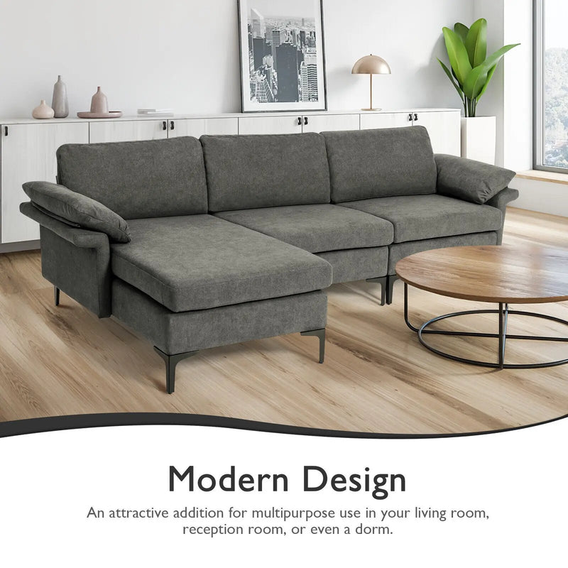 Extra Large Modular L-shaped Sectional Sofa with Reversible Chaise for 4-5 People by DirectDeals
